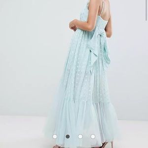 ASOS mint blue metallic gown